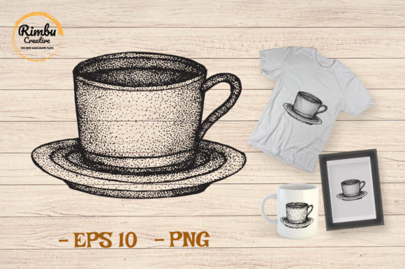 Coffee Cup Mug Hand Drawn Illustration: High-Detail Vintage Vectors